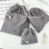 3pcs/set Solid Color Corduroy Drawstring Cosmetic Bags Gift Package Storage Bag Travel Cosmetic Lipstick Makeup Organizer Pouch