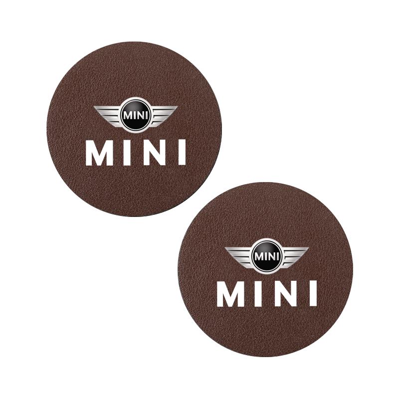 2 Pièces Sous-verre en Cuir Anti-bruit Coussinet pour Tasse à Eau Pour BMW MINI WORKS One Cooper JCW R60 R59 R58 R57 R56 R55 R53 R52 F55 F56