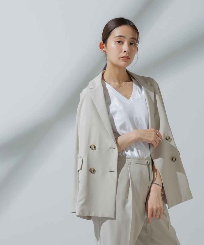 Nano Universe Sweat Stain Size S 2024SS Anti-Soaked V-Neck T-Shirt, Women's, Prevention, (White),