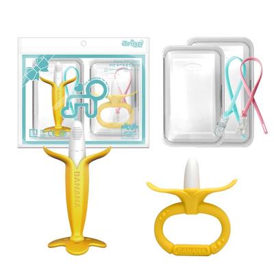 Ange Teether 2-piece Set, Nozzle, Banana, Banana Ring, Random Delivery (silicon Clip), 1 Set, Korean Baby Products