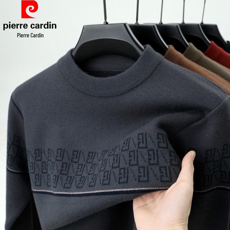 Pierre Cardin Autumn/Winter Men's Thickened Knitted Jacquard Crew Neck Sweater