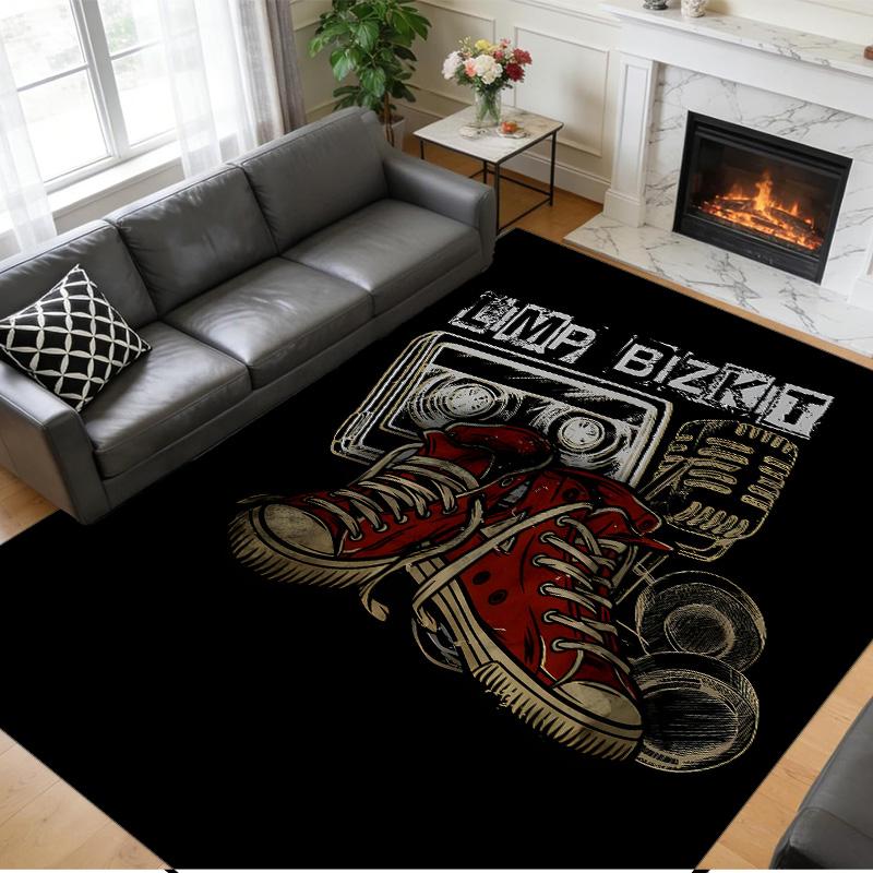 Anti‑Slip Crystal Velvet Floor Rug, Limp Bizkit Design Carpet for Indoor Living Bedroom Home Decoration