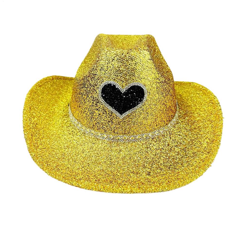Glitzernder Cowboyhut Western Breiter Rand Cowgirlhut Disco Party Kopfbedeckung Kostümzubehör Cosplay Requisiten für Männer Frauen