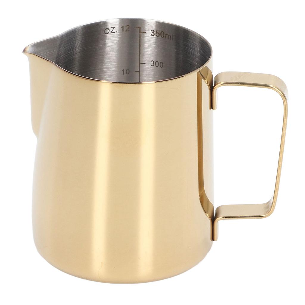 Džbán na napěňování mléka 350ml z nerezové oceli 304 s váhou, neodkapávací hubičkou, kelímek na napěňování mléka pro 350ml
