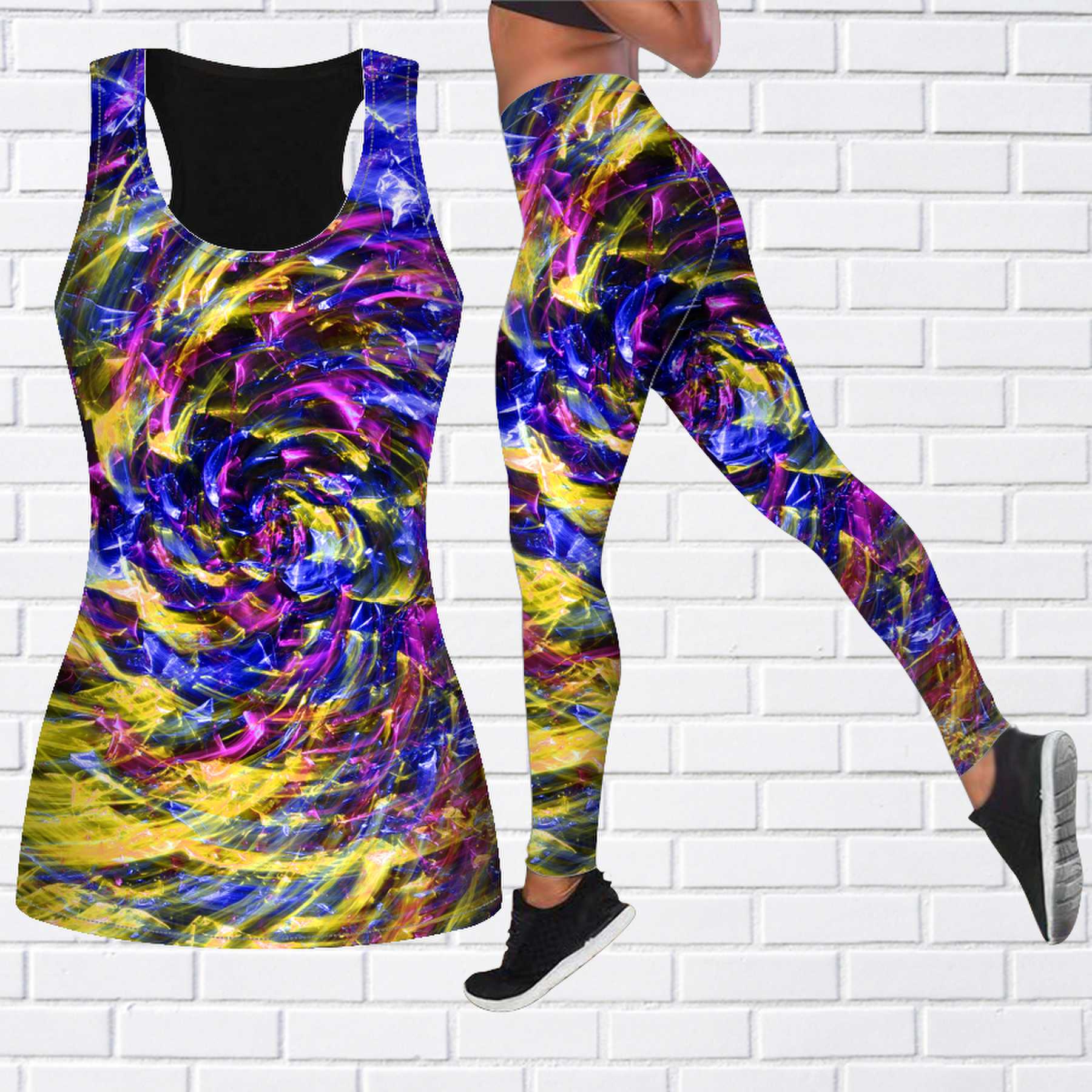 

Экипировка для йоги с кристаллическим вихрем и принтом для женщин, модные леггинсы для тренировок, спортивные повседневные штаны для фитнеса и йоги 6XL жёлтый