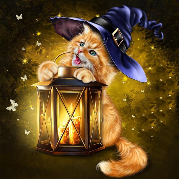 5D Diamond Painting Dog Full Drill Round New Arrival Diamond Embroidery Animal Cat Mosaic Rhinestone Kit Halloween Gift