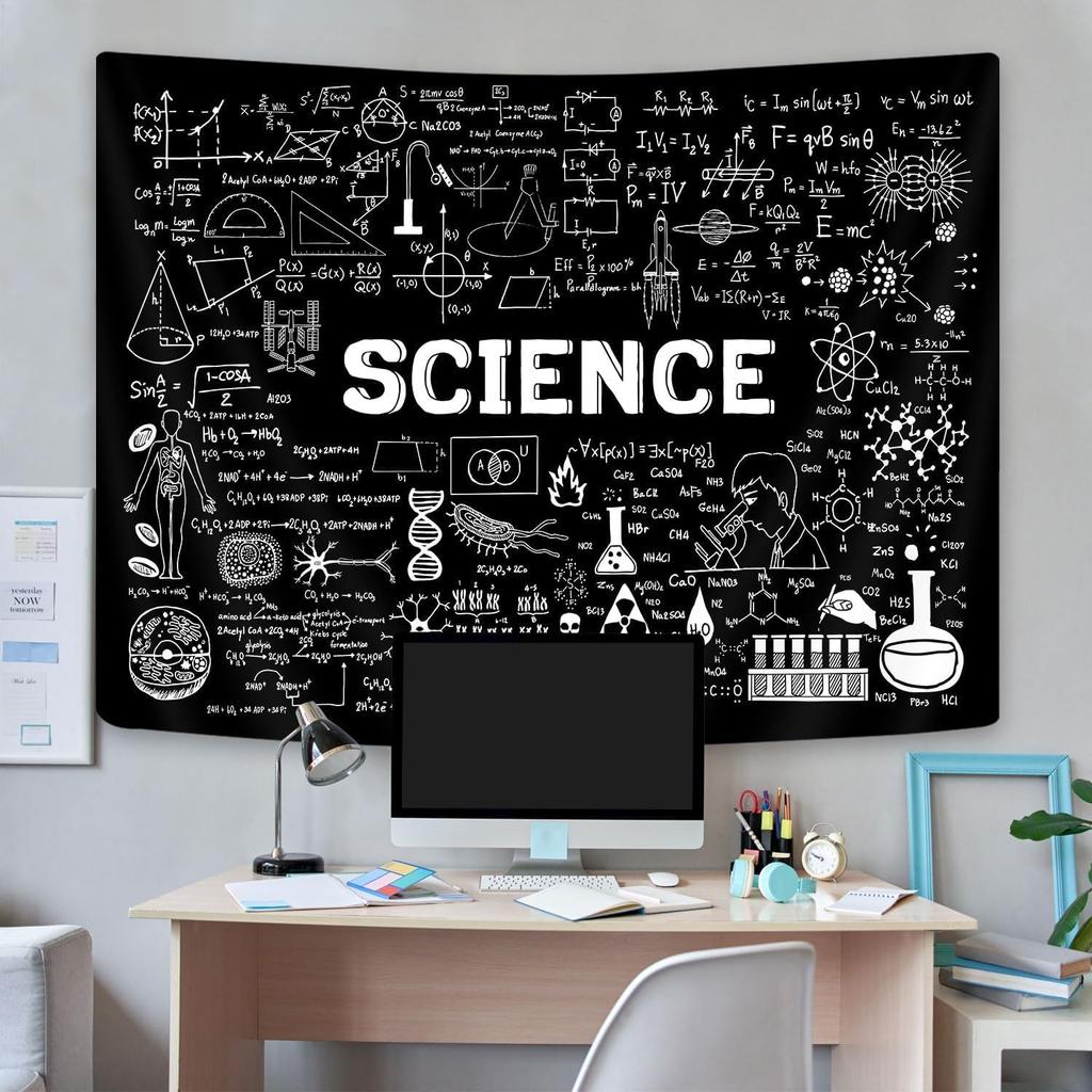 Science Tapestry Science Classroom Decor Posters Black White Education Formulas Tapestries Teacher Students School Educational