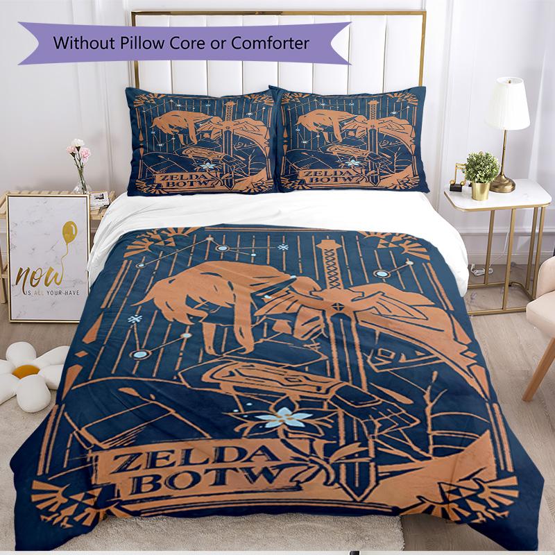 3pcs Duvet Cover Set (1*Duvet Cover + 2*Pillowcase, Without Core), The Legend of Zelda Print Soft All‑Season Bedding Set, Home Bedroom Decor Gift