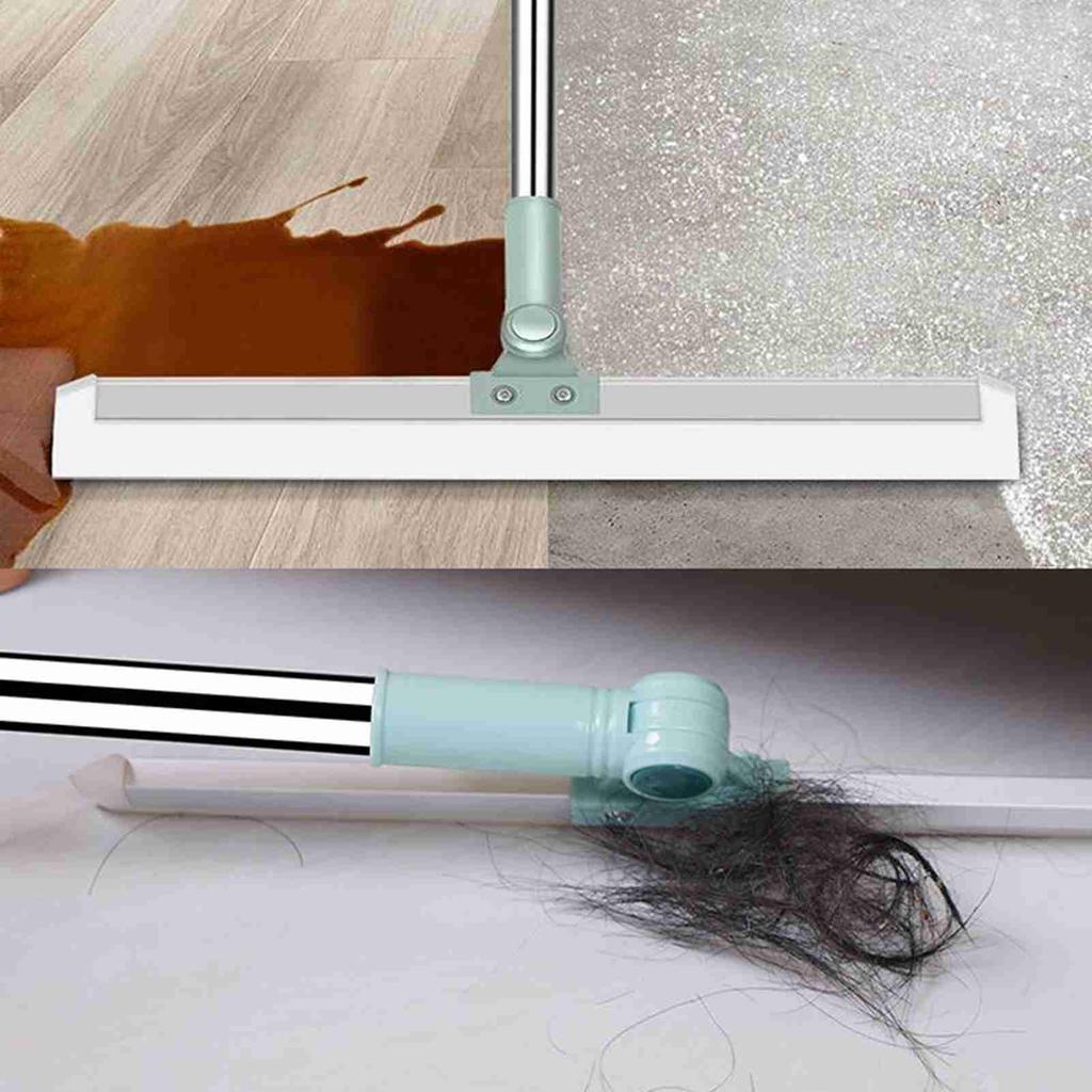 Floor Squeegee Scrubber with Telescopic Pole, Adjustable Handle Silicone Blade Water Broom for Floor Tile Marble