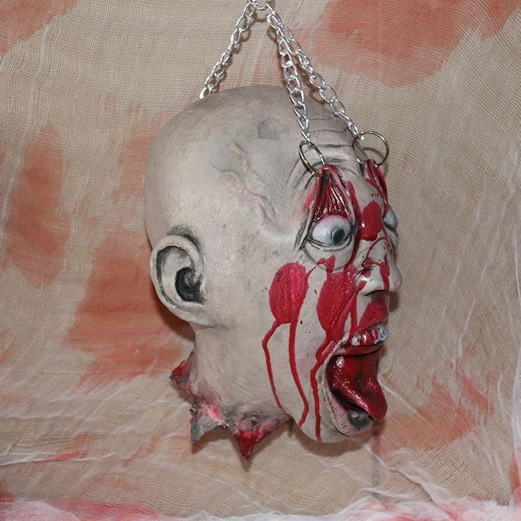 House Latex Haunted Decapitated Skull Prop For Halloween Horror Decorations