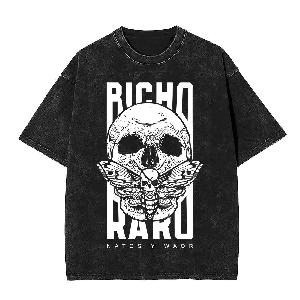 

Rapper NATOS WAOR Bicho Raro Negra Skeleton Washed T Shirts Fashion Vintage Tshirts Men Women Clothing Short Sleeve Tshirt S