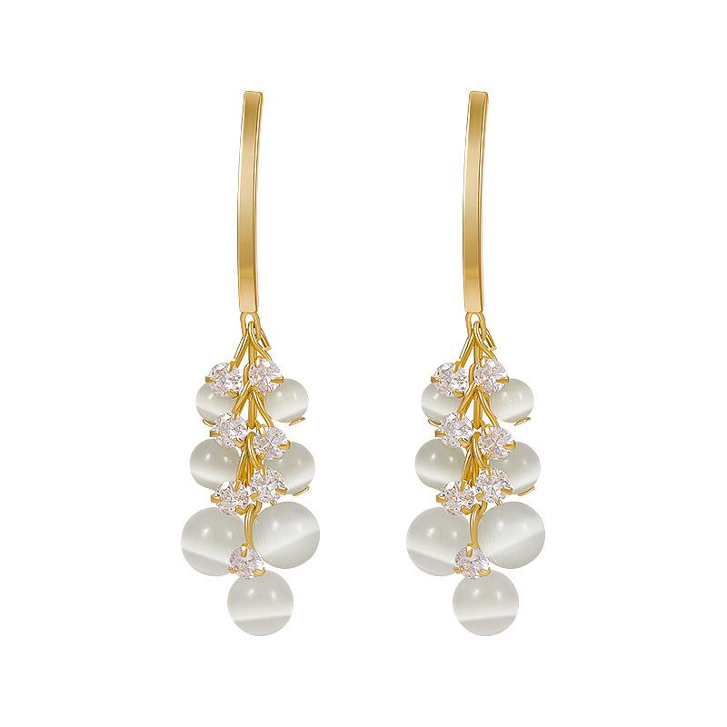 Opal Fringed Earrings Women S Fashion Design Earrings Pendant Opal Diamond Stud Earrings