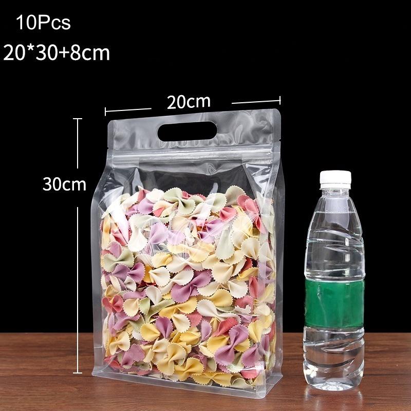 10Pcs Transparent Self Sealing Bag with Handle. Used for Storing Food. Portable Household and Commercial Food Packaging Bags