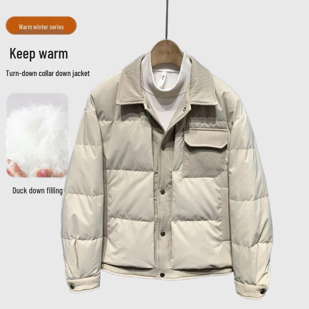 Men's Casual Patchwork Lightweight Down Jacket - Korean Style Winter Outerwear
