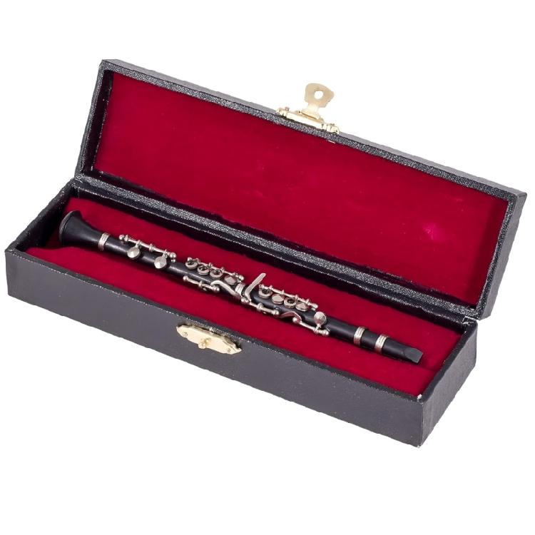 Gold Plated Clarinet Model Miniature Clarinet with Stand and Case Desk Decoration Music Scene Accessory Enduring