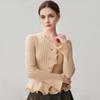 Elegant 3D Wave Edge Cashmere Ruffle Cardigan - Women's Autumn/Winter Flared Sleeve Knitwear