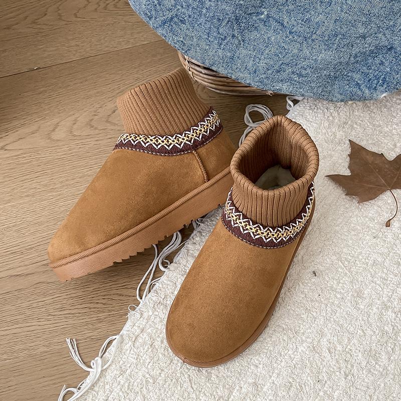 Fashion 2025 Winter New Ethnic Style Sock Holder Platform Heightened Fleece Outside Snow Boots