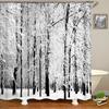 3D Shower Curtain Tropical Plants Palm Tree Birch Printed  Waterproof Polyester Fabric Bath Curtains for Bathroom with Hooks