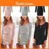 Cozy Deep V-neck Womens Knitted Jumper Sweater Dress For Autumn And Winter