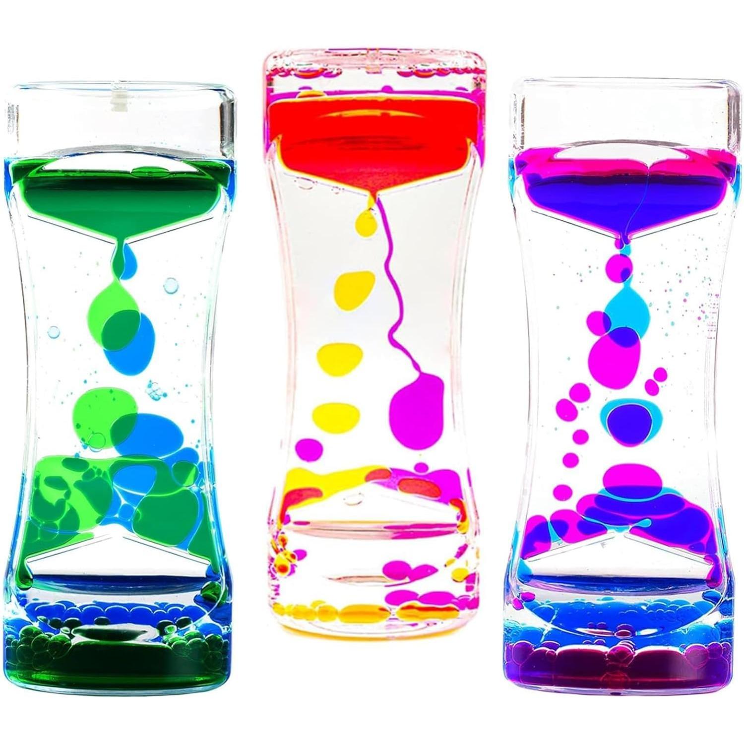 

3 Pack Calming Liquid Motion Bubbler, Hourglass Type Sensory Toys for Children & Adults with Autism & Anxiety, Relax & Calm Down, School & Office Toys 3-Pack