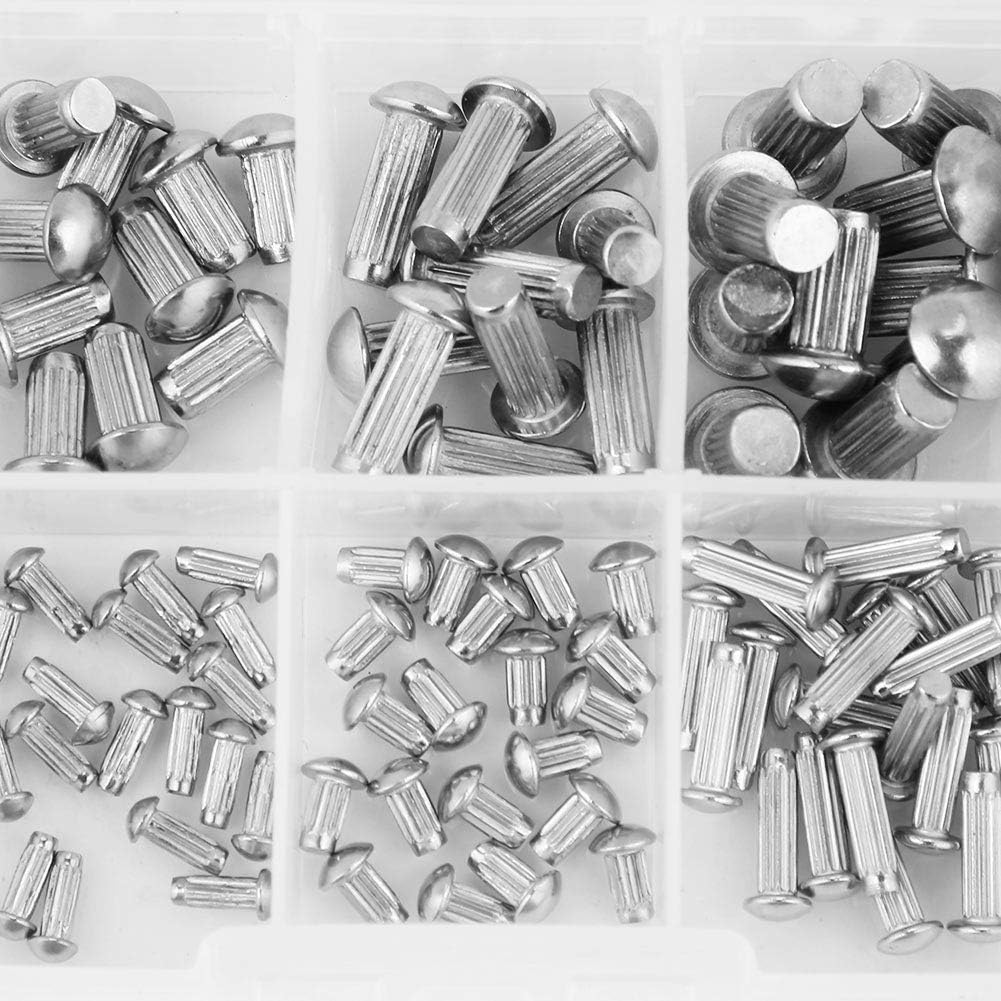 

160pcs Solid Rivets Round Head Knurled Shank M2 M3 M4 M5 Stainless Steel Solid Rivets Fasteners Assortment Set with Plastic Box Marked Clearly M2 -