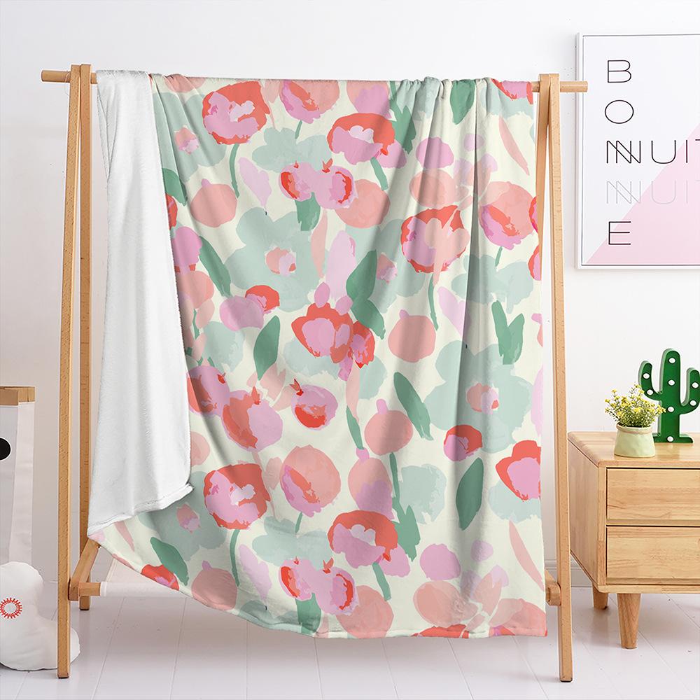 Blanket Flannel Blanket Illustration Flower Animal 3D Digital Printing Blanket Cover Blanket