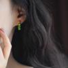 2026 Retro Green Chinese Style Women’s Stud Earrings – Winter's Hot Niche Design