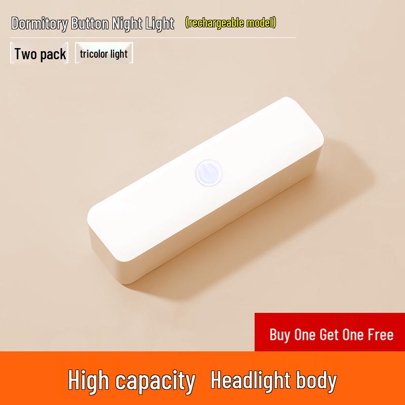 Student Dorm Night Light: Dimmable, Rechargeable, Press-Button Lamp for Bedroom, Car, Camping