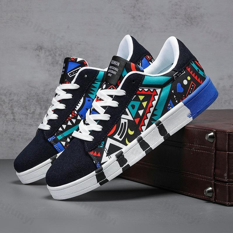Men Shoes Spring 2026 Canvas Sneakers Casual Breathable Walking Flat Street Trend Sport Shoes Graffiti Non-slip Vulcanized Shoes