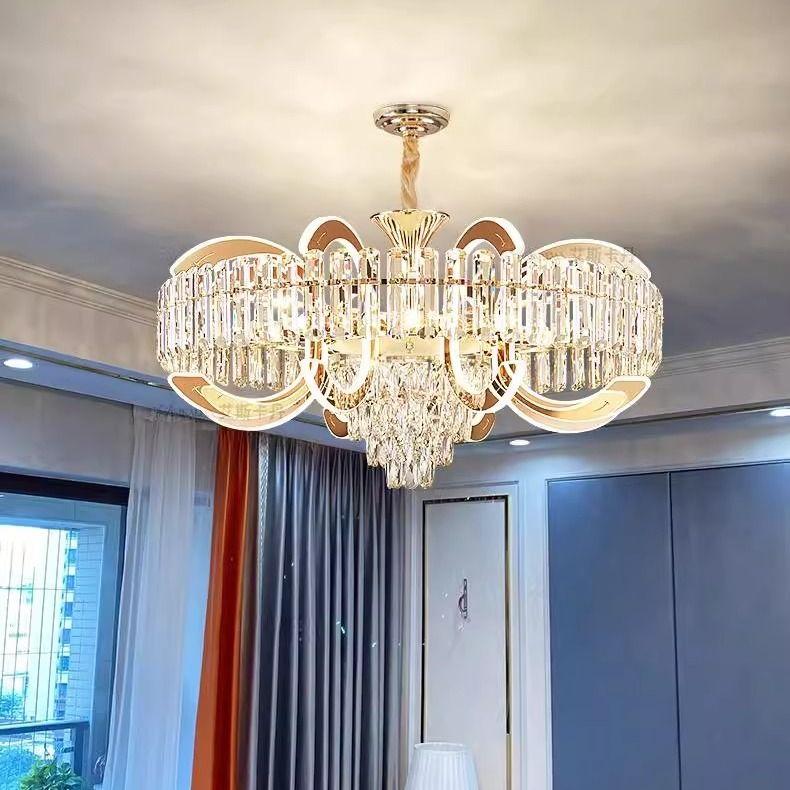 Light luxury Headlights Crystal Chandelier New High-End Villa Restaurant French Style Chandelier Hall Main Lighting Fixtures