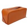 PU Leather Travel Makeup Bag Water Proof Large Capacity Wide Opening Cosmetic Bag Khaki