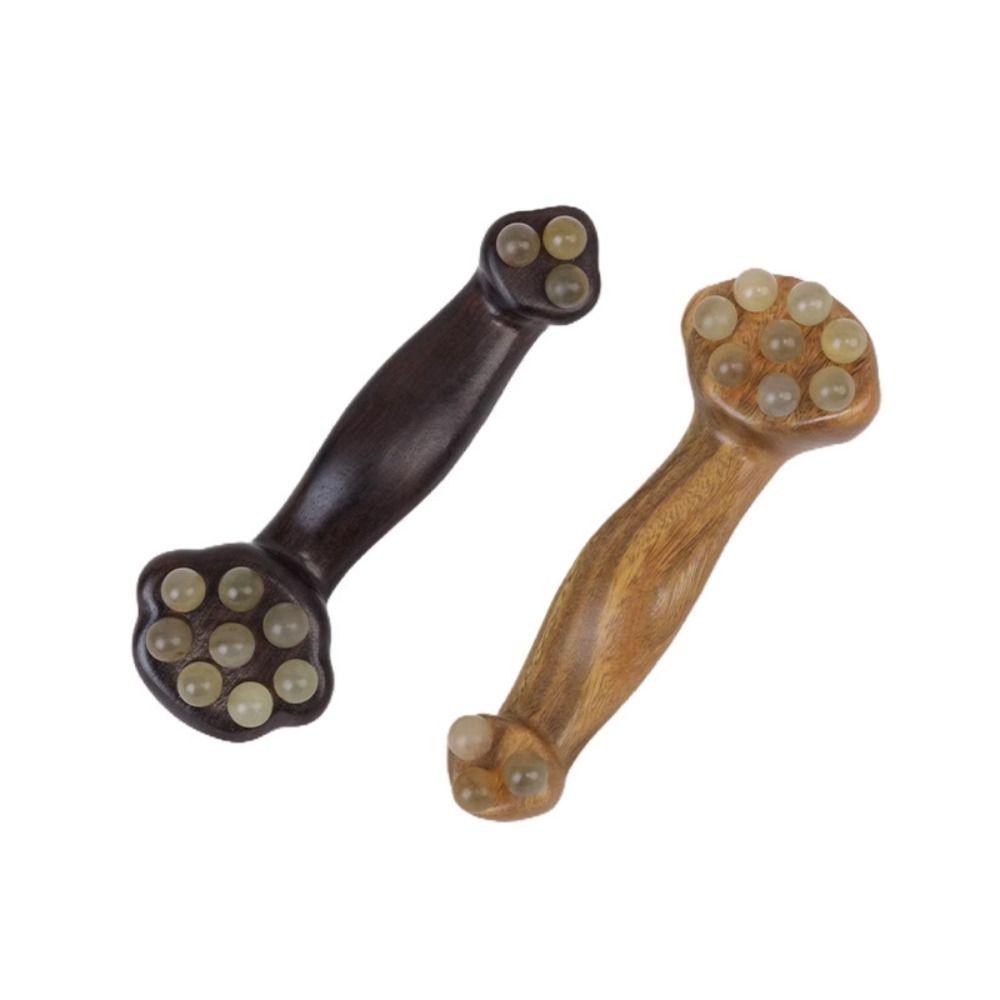 Antistatic Guasha Face Massager Tool Copper Beads Wood Gua Sha Tool  Head Relaxation