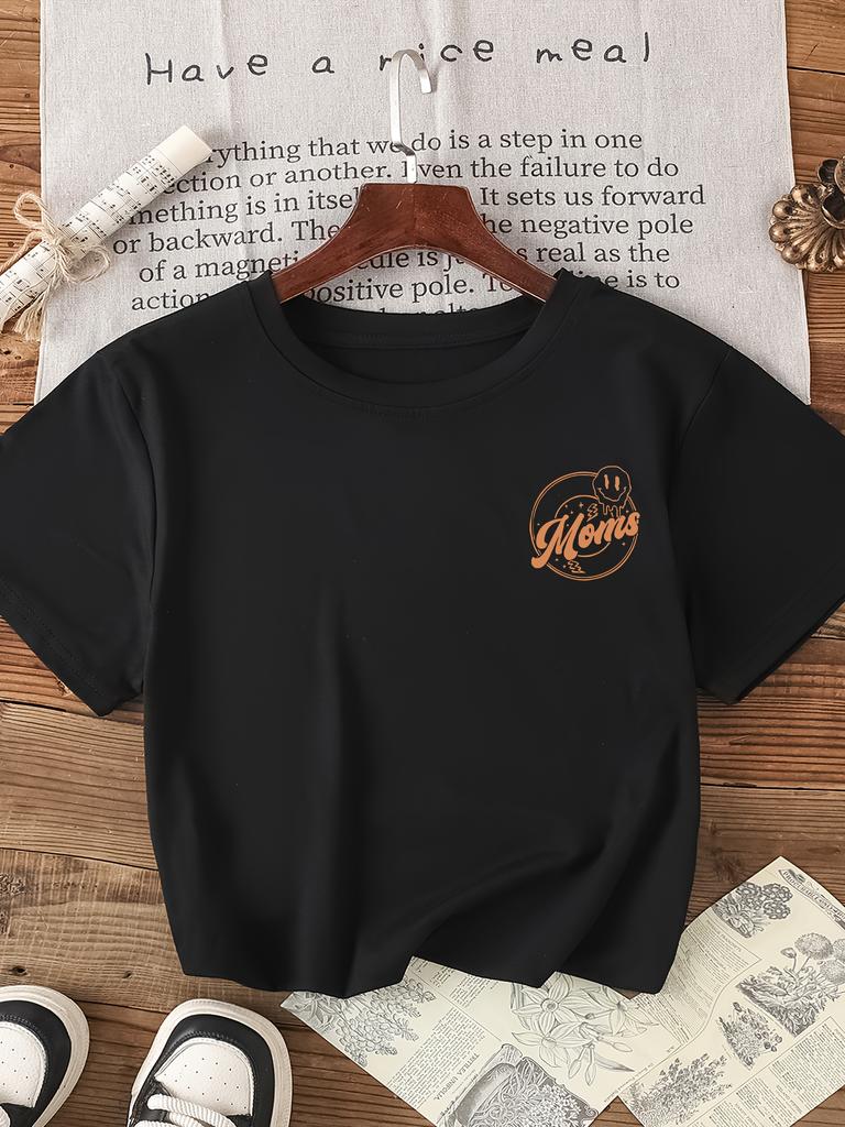 Overstimulated Moms Club Women's Tee - Funny Mom Life Graphic, Casual Black Oversized Top women clothes tops y2k top
