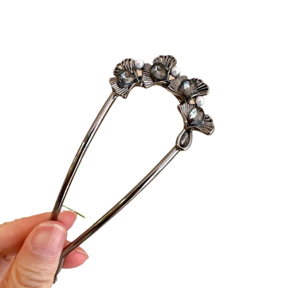 Luxury Fashionable Ginkgo Leaves Hair Pin Vintage Chinese Bun Hair Clip for Women Hanfu Qipao Hair Accessory U-shaped Hairpin