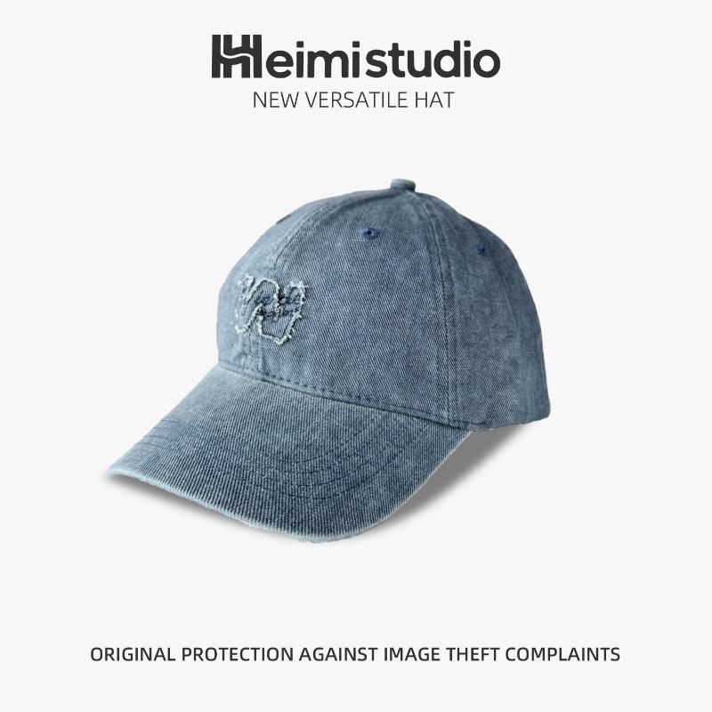 25 early autumn new washed cotton baseball cap women's visor showing face high quality sticker embroidered cap tide