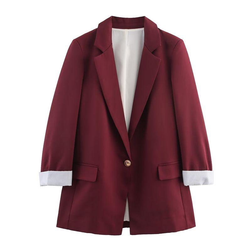 

Zbzr Осень Новая Женская одежда Западный стиль Модный принт Манжет Блейзер Верхняя одежда Топ 8195518 Burgundy L