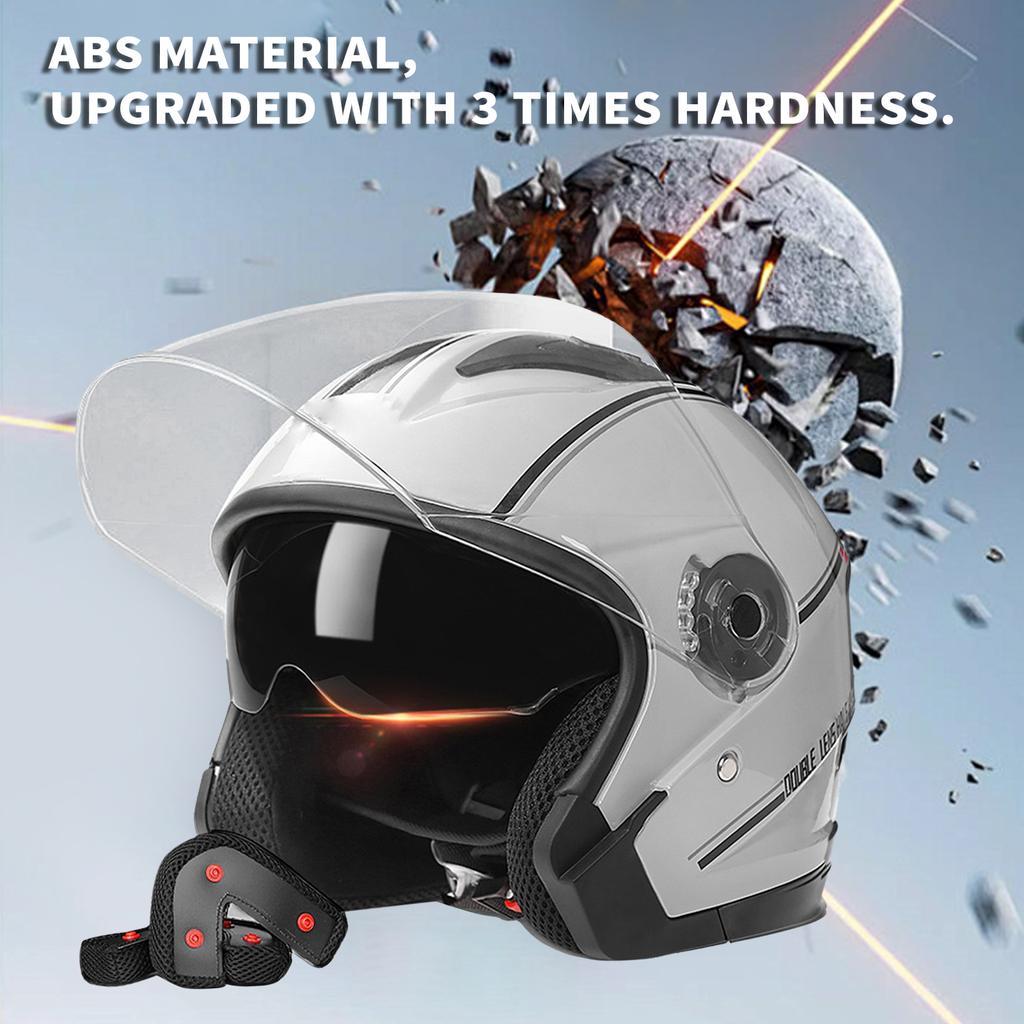 Dual Visors Helmet 3/4 Open Face Motorcycle Helmets Dual Visors Men s and Women s Motorbike Half Helmet For Moped Cruiser