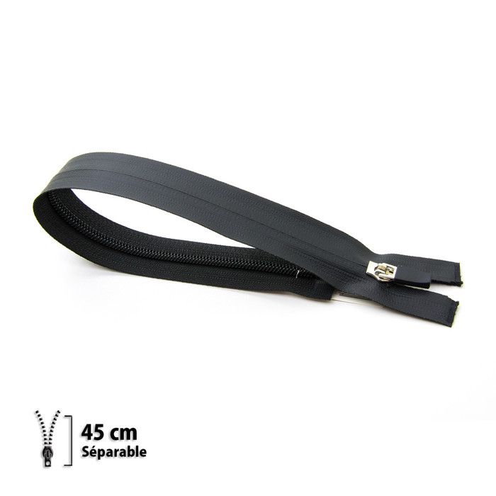 Z44 Zipper - Black - WATERPROOF 6 Mm Separable 45 Cm