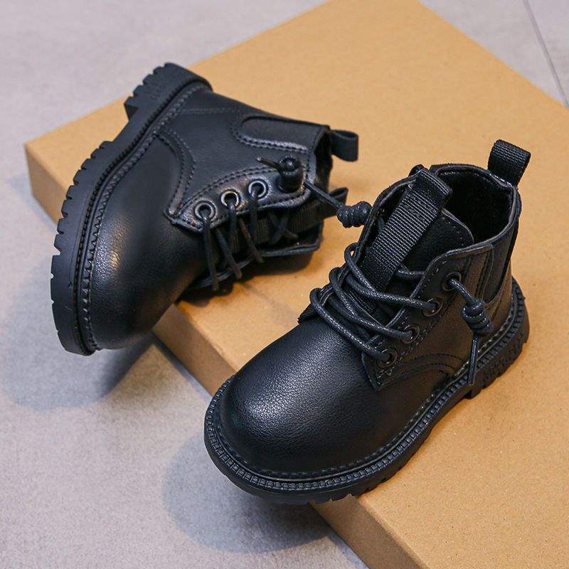 Mädchen Martin Stiefel Kinder Weichsohlen Kurzstiefel Baby Samt Herbst und Winter Baumwollschuhe Neue Britische Rutschfeste Einzelstiefel Jungenstiefel