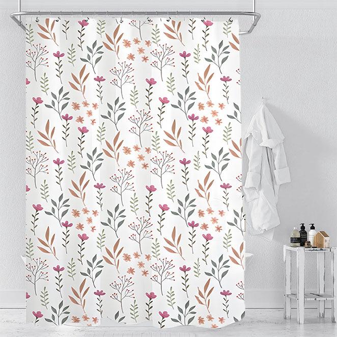 Fresh Floral Shower Curtain Set Waterproof Bathroom Decor Modern Hanging Curtain 180cmx180cm