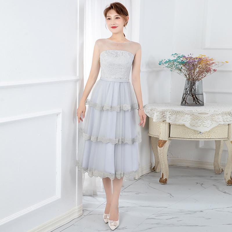 

Foreign trade South East Asia dress medium and long large size cake dress dress slim and thin new dress XS серый