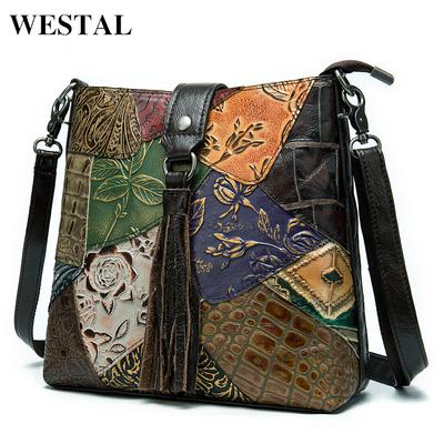 Head Layer Cowhide Women's Patchwork Bag European and American Classic Retro Leather Women's Shoulder Bag Crossbody Bag