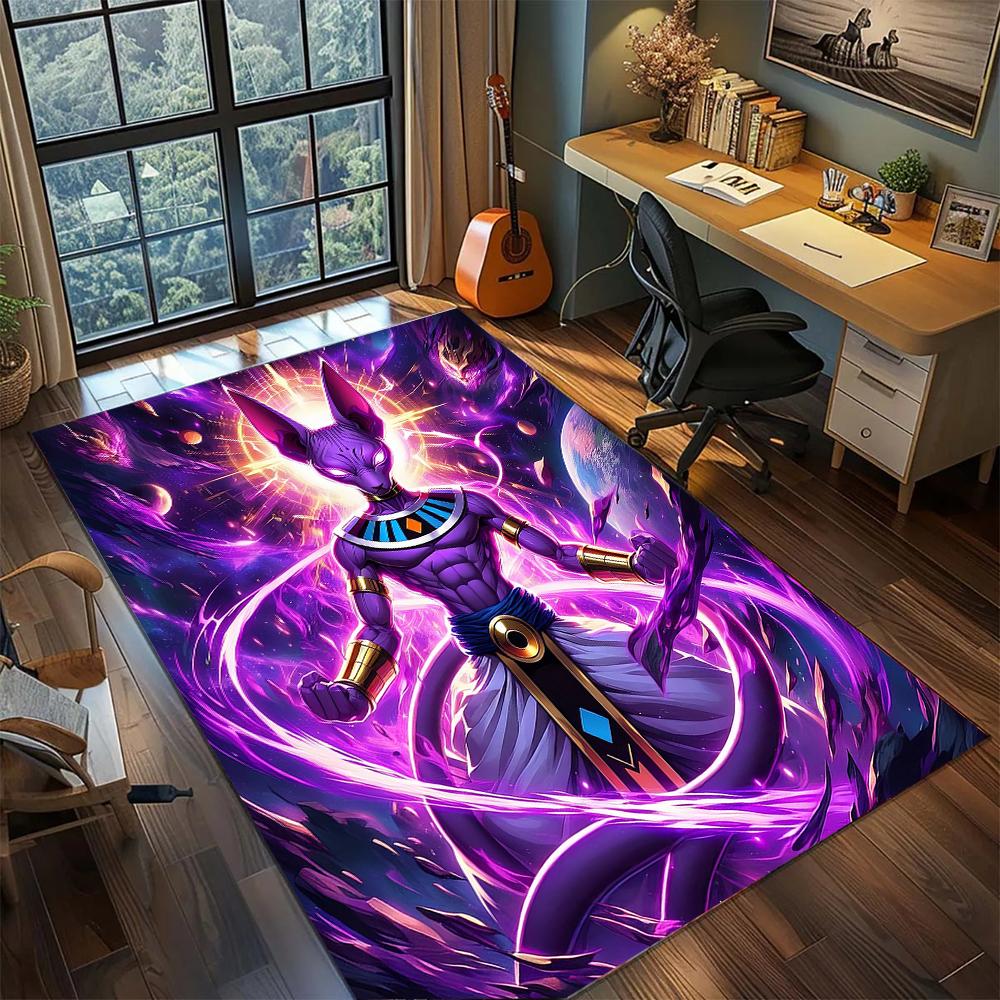 Beerus Floating Pose Rug Carpet Large Area Rug Non Slip Washable Floor Mat Gamer Room Bedroom Home Decor
