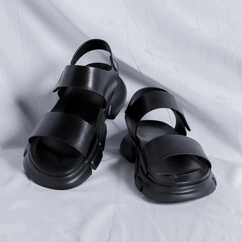 Trendy men's sandals 2025 summer I wear versatile and breathable one-word platform casual shoes 9696-R