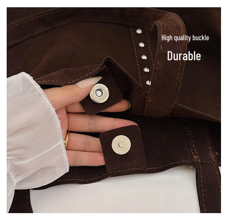 Dam Retro Hjortskinn Mocka Nitar Tygväska Handväska