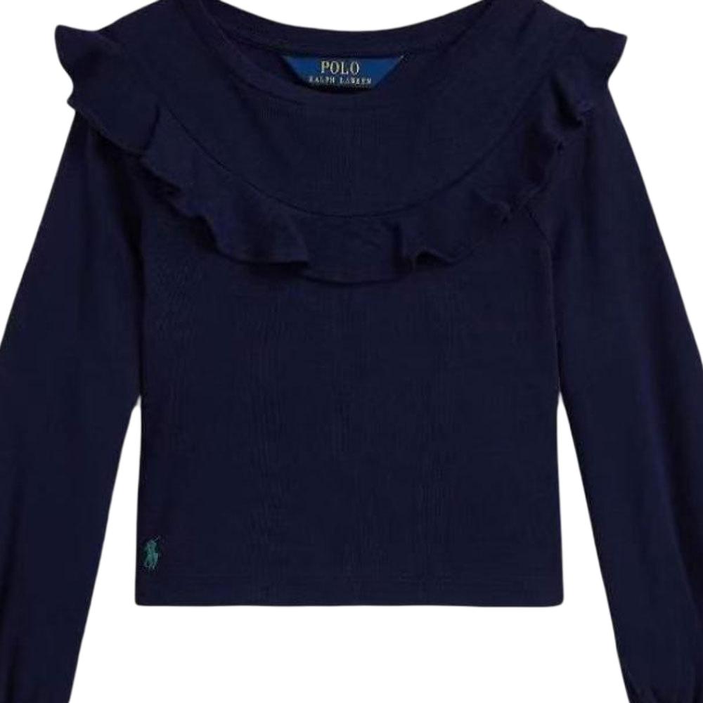 Polo Ralph Lauren T-Shirt FW25 Ruffled Round Neck Long Sleeve Kids tops 313978971-003