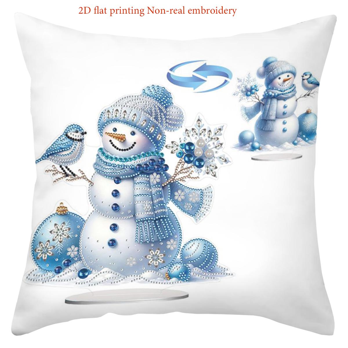 

Blue Snowman Tree Gift Pillow Covers for Christmas Decor Polyester pillowcase, sofa decorative cushion cov Headboard Pillow 45x45cm