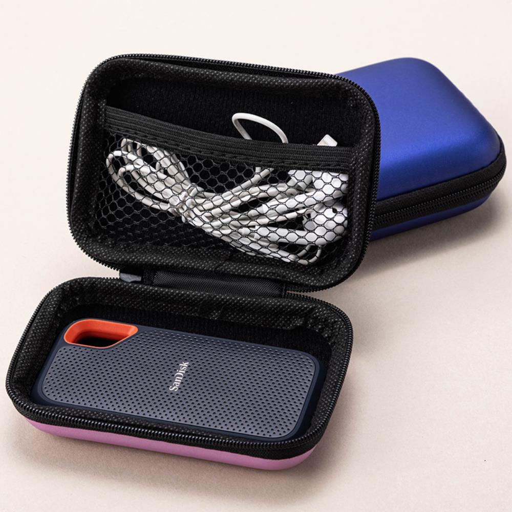 EVA Storage Case For SanDisk PSSD E30/E60/E61 250GB/500GB/1TB/2TB V2 Extreme Portable SSD SDSSD Zipper Bag Data Cable Organizer