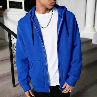 Men's Plus Size Fleece Hooded Zipper Sweatshirt with Velvet Lining