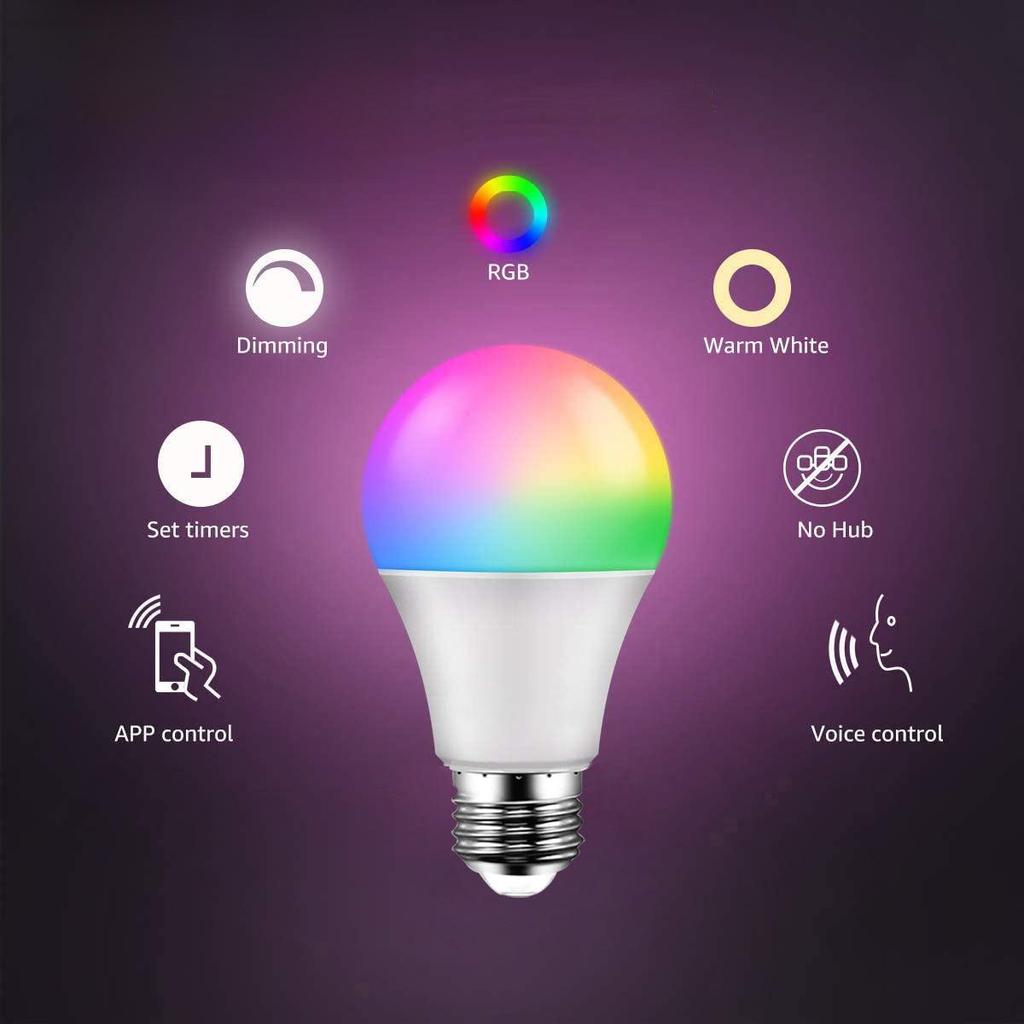Zigbee Smart Bulb RGBCW, Alexa & Tuya Compatible, Dimmable & Color Adjustable, Five-Way Control Via Smart Life.